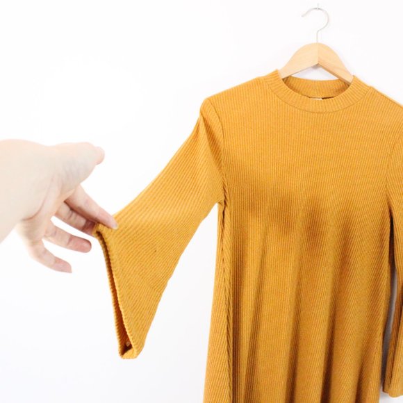 Old Navy Mustard Long Sleeve Midi Dres - Picture 3 of 5